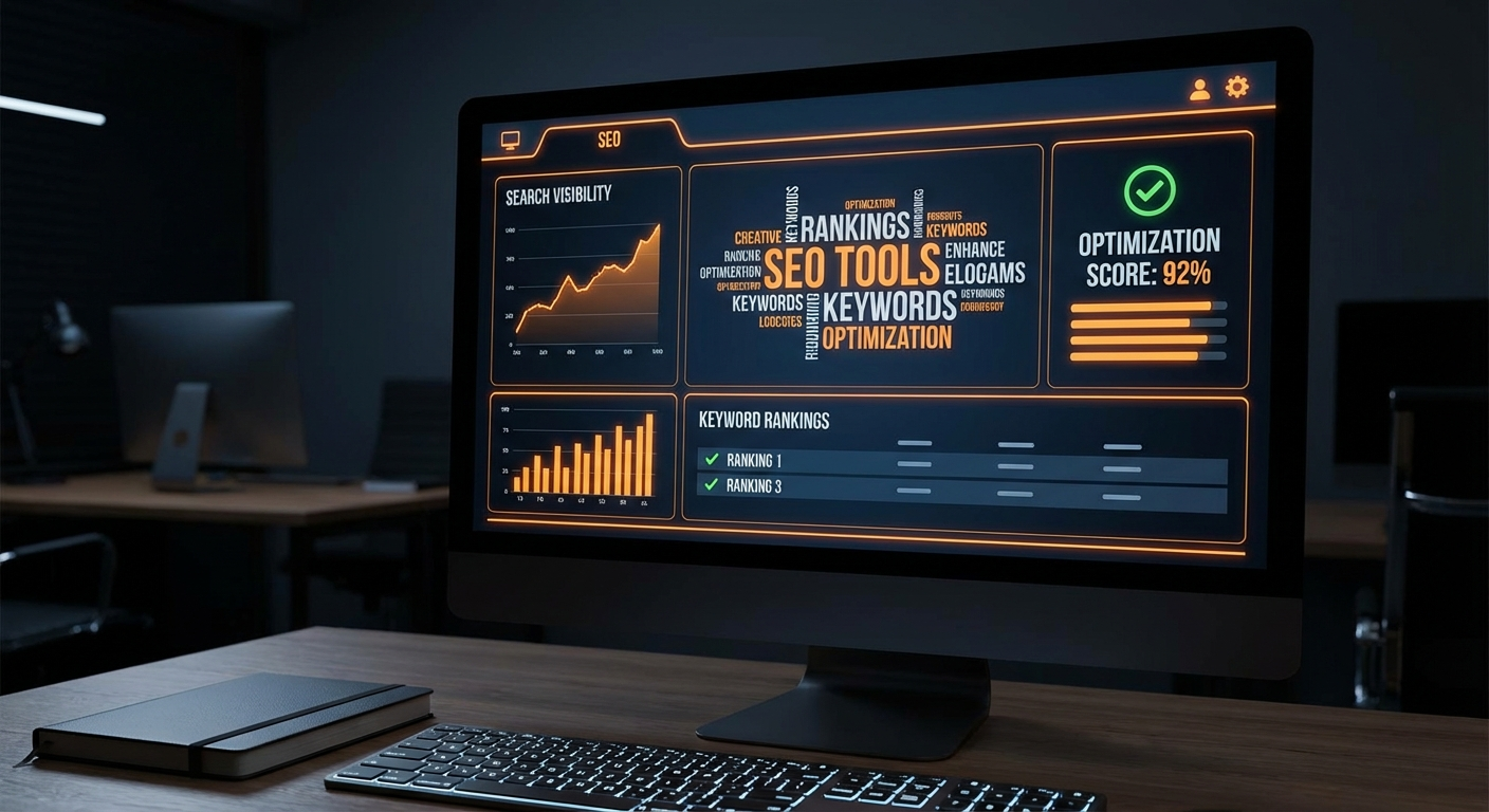 Built-in SEO tools showing meta tags, structured data, and sitemap configuration